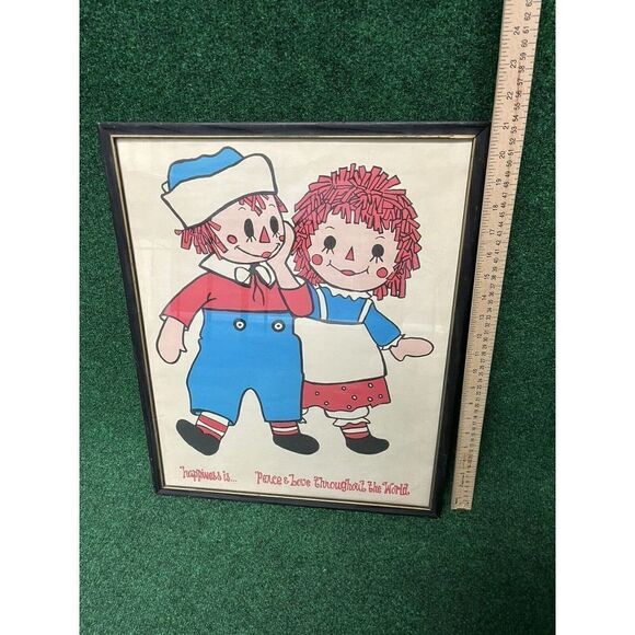 Vintage Raggedy Ann & Andy Vintage Print 21x17” - “Happiness Is Peace & Love...” - Picture 6 of 7